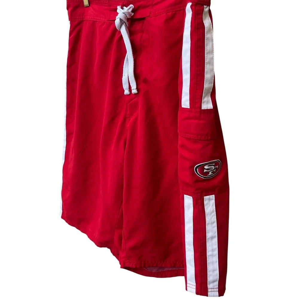 NFL Team Apparel San Francisco 49ers Board Shorts Mens XXL Red White Stripd Logo
